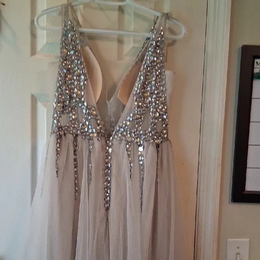 Sparkling Silver and Cream Gown - Picture 3 of 6